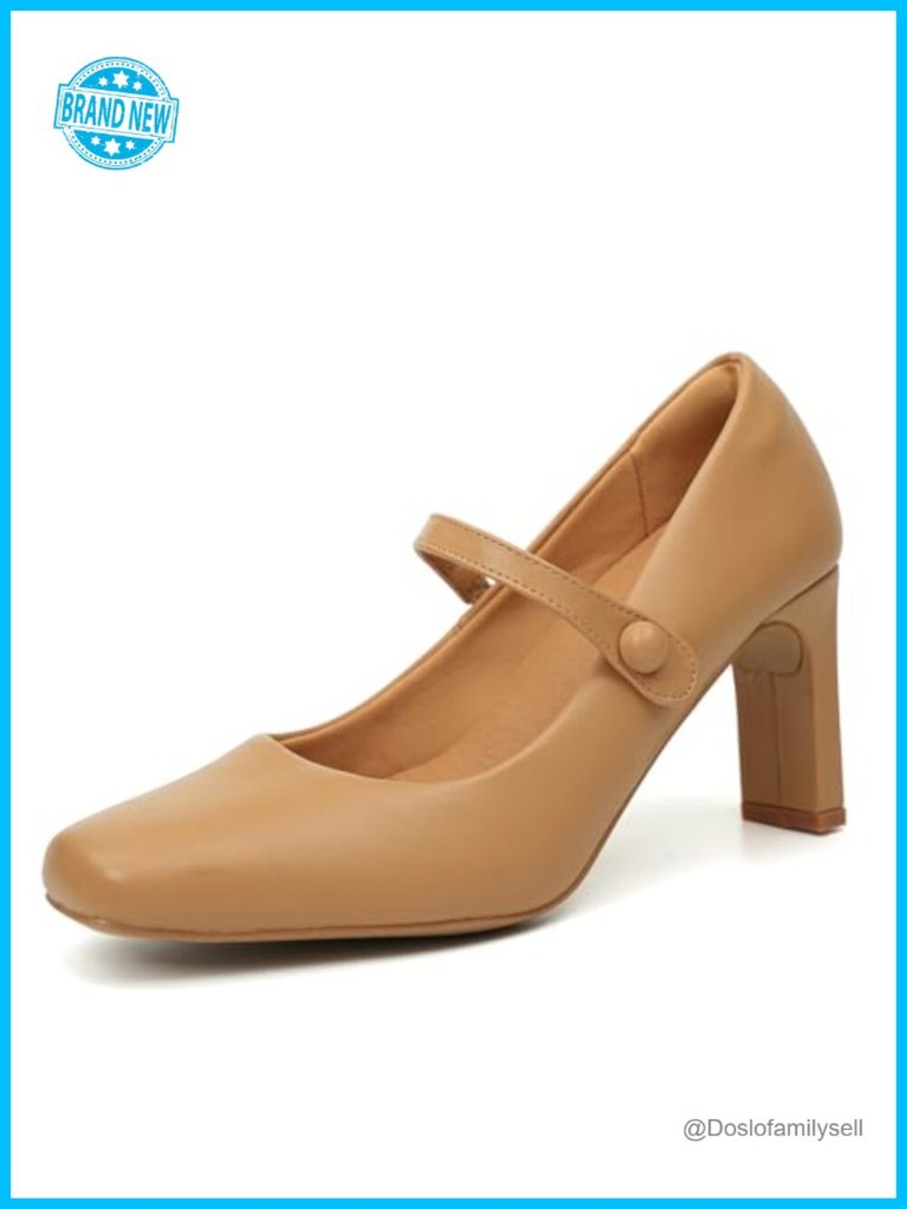 Mary Jane Chunky Heels Square Toe Pumps with Cushioned Insole